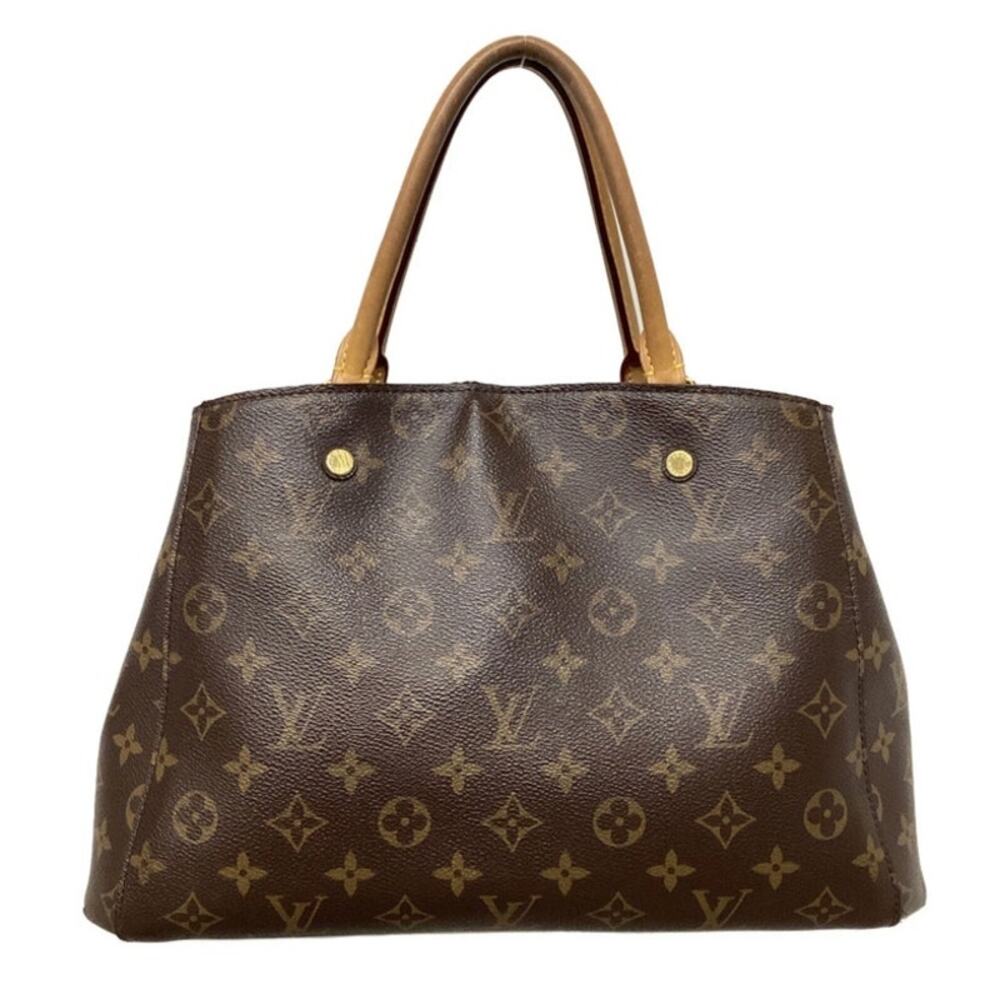 Louis Vuitton Leather Monogram Montaigne MM Bag Top Handle Satchel Luxe Glamour